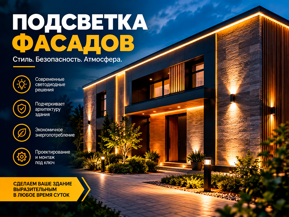 Подсветка фасадов: стиль и атмосфера