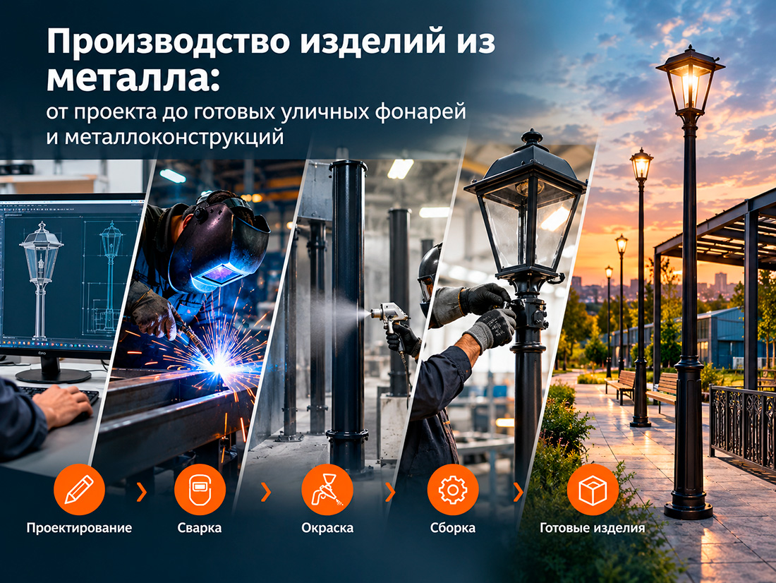 proizvodstvo izdelij iz metalla ot proekta do gotovykh ulichnykh fonarej i metallokonstruktsij