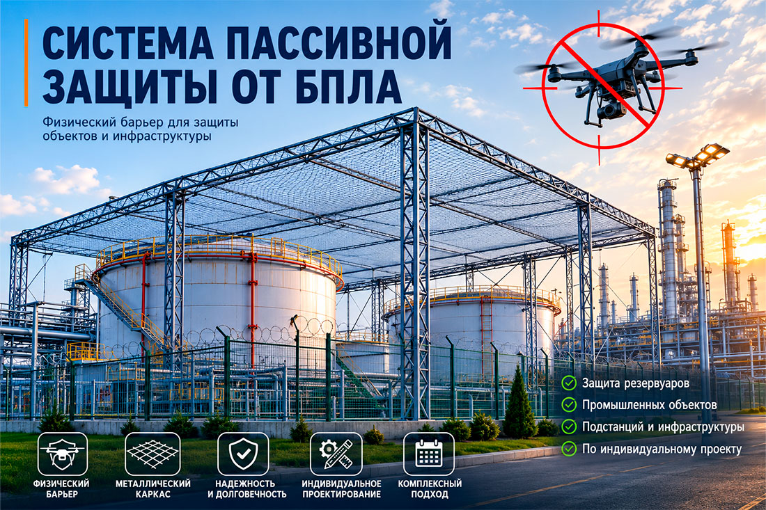 Система пассивной защиты от БПЛА: инженерные решения для защиты резервуаров, оборудования и инфраструктуры