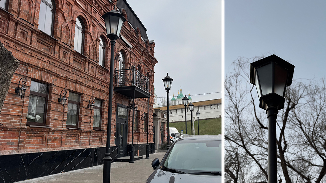 sovremennoe ulichnoe osveshchenie na ulitse pugachjova 15 v astrakhani